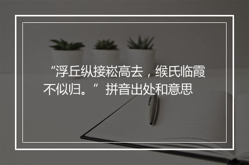 “浮丘纵接崧高去，缑氏临霞不似归。”拼音出处和意思