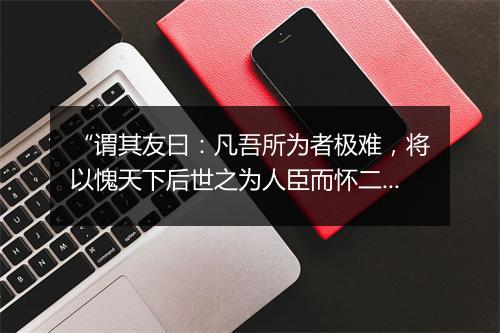 “谓其友曰：凡吾所为者极难，将以愧天下后世之为人臣而怀二心者也。”拼音出处和意思