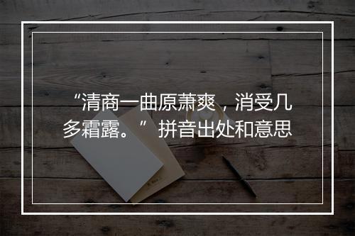 “清商一曲原萧爽，消受几多霜露。”拼音出处和意思