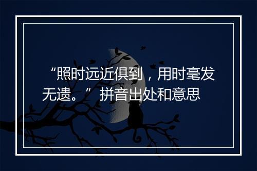 “照时远近俱到，用时毫发无遗。”拼音出处和意思