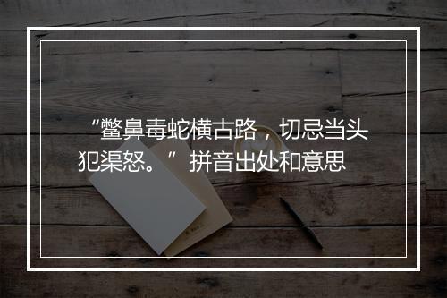 “鳖鼻毒蛇横古路，切忌当头犯渠怒。”拼音出处和意思