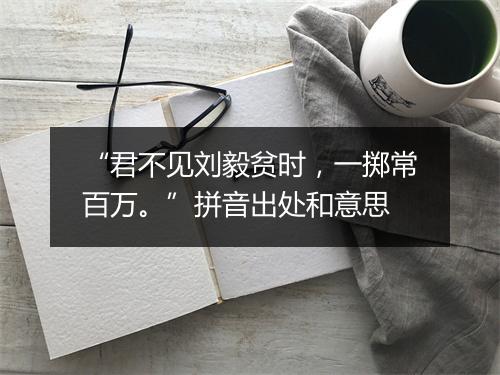 “君不见刘毅贫时，一掷常百万。”拼音出处和意思