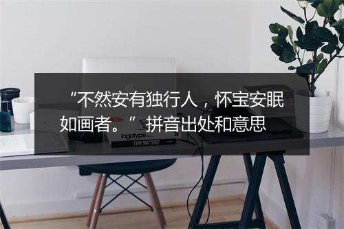 “不然安有独行人，怀宝安眠如画者。”拼音出处和意思