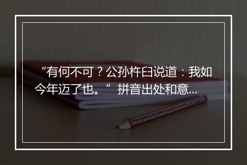 “有何不可？公孙杵臼说道：我如今年迈了也。”拼音出处和意思