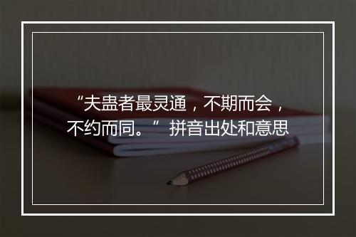 “夫蛊者最灵通，不期而会，不约而同。”拼音出处和意思