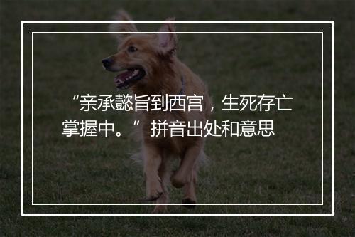 “亲承懿旨到西宫，生死存亡掌握中。”拼音出处和意思