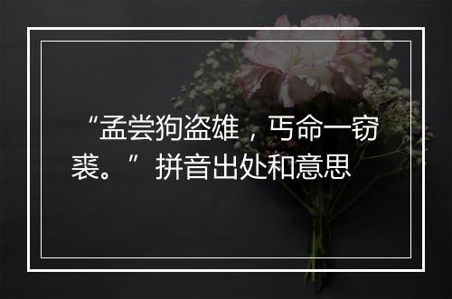 “孟尝狗盗雄，丐命一窃裘。”拼音出处和意思