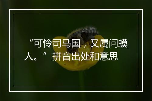 “可怜司马国，又属问蟆人。”拼音出处和意思