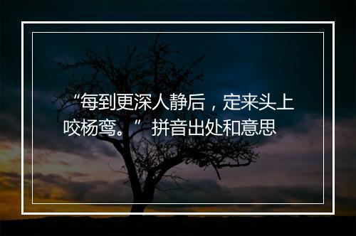 “每到更深人静后，定来头上咬杨鸾。”拼音出处和意思