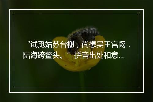 “试觅姑苏台榭，尚想吴王宫阙，陆海跨鳌头。”拼音出处和意思