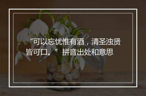 “可以忘忧惟有酒，清圣浊贤皆可口。”拼音出处和意思