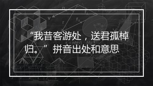 “我昔客游处，送君孤棹归。”拼音出处和意思