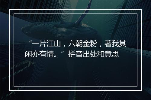 “一片江山，六朝金粉，著我其闲亦有情。”拼音出处和意思