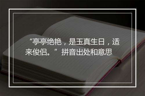 “亭亭绝艳，是玉真生日，适来俊侣。”拼音出处和意思