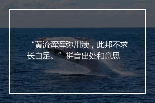 “黄流浑浑弥川渎，此邦不求长自足。”拼音出处和意思