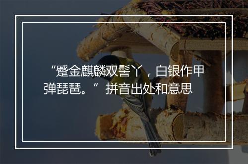 “蹙金麒麟双髻丫，白银作甲弹琵琶。”拼音出处和意思