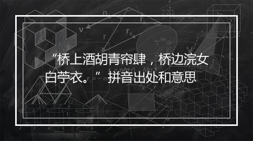 “桥上酒胡青帘肆，桥边浣女白苧衣。”拼音出处和意思