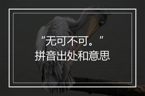 “无可不可。”拼音出处和意思