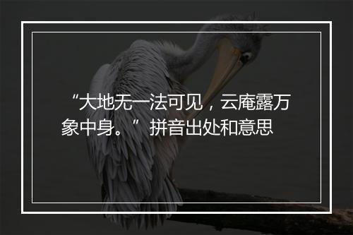 “大地无一法可见，云庵露万象中身。”拼音出处和意思