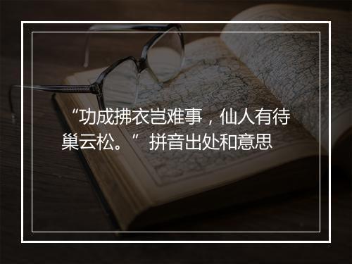 “功成拂衣岂难事，仙人有待巢云松。”拼音出处和意思