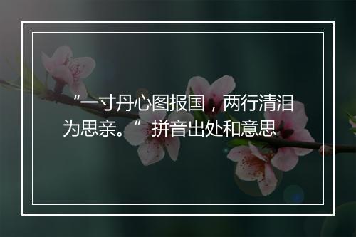 “一寸丹心图报国，两行清泪为思亲。”拼音出处和意思