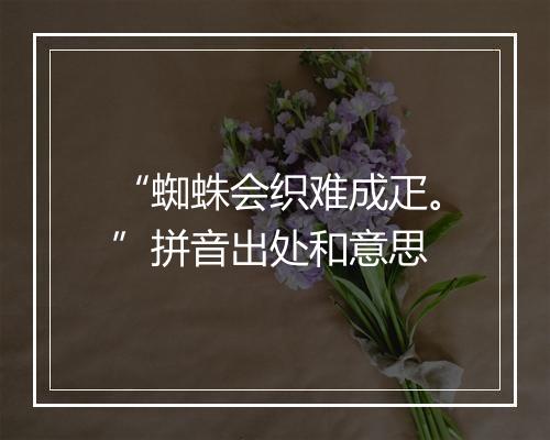 “蜘蛛会织难成疋。”拼音出处和意思