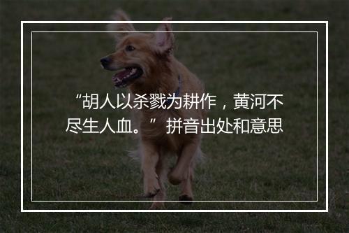 “胡人以杀戮为耕作，黄河不尽生人血。”拼音出处和意思