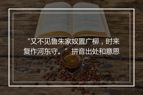 “又不见鲁朱家奴置广柳，时来复作河东守。”拼音出处和意思