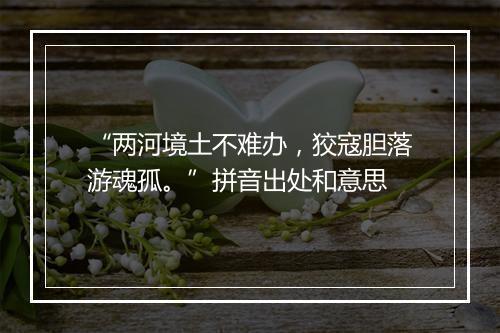 “两河境土不难办，狡寇胆落游魂孤。”拼音出处和意思