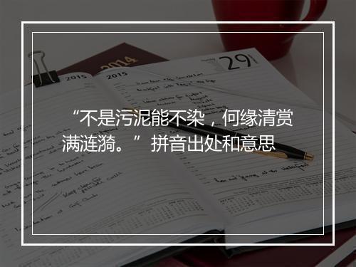 “不是污泥能不染，何缘清赏满涟漪。”拼音出处和意思