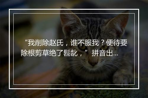 “我削除赵氏，谁不服我？便待要除根剪草绝了髫龀，”拼音出处和意思