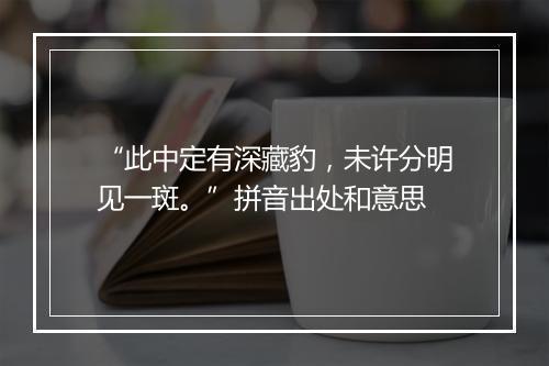 “此中定有深藏豹，未许分明见一斑。”拼音出处和意思