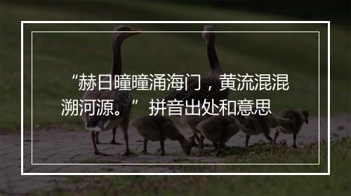 “赫日曈曈涌海门，黄流混混溯河源。”拼音出处和意思