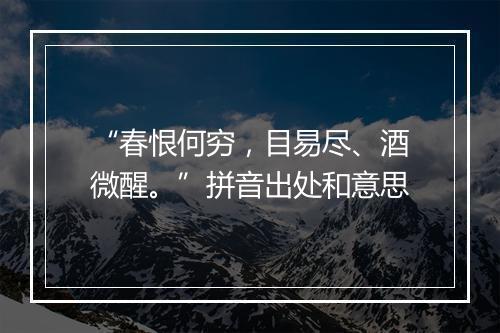 “春恨何穷，目易尽、酒微醒。”拼音出处和意思