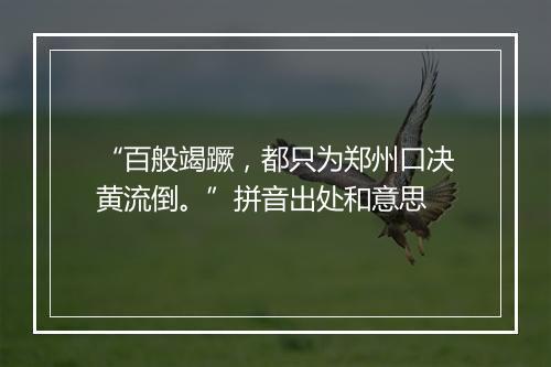 “百般竭蹶，都只为郑州口决黄流倒。”拼音出处和意思