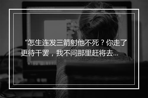 “怎生连发三箭射他不死？你走了更待干罢，我不问那里赶将去来。”拼音出处和意思