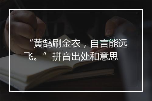 “黄鹄刷金衣，自言能远飞。”拼音出处和意思