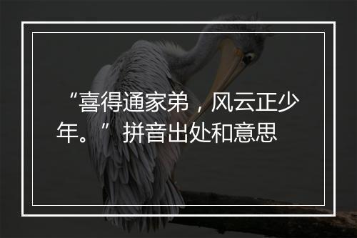 “喜得通家弟，风云正少年。”拼音出处和意思