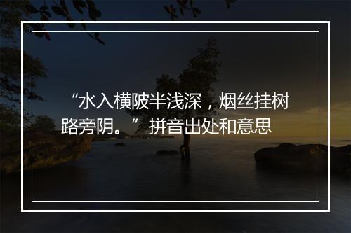 “水入横陂半浅深，烟丝挂树路旁阴。”拼音出处和意思