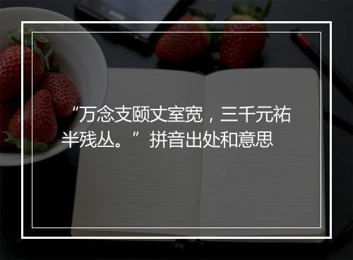 “万念支颐丈室宽，三千元祐半残丛。”拼音出处和意思