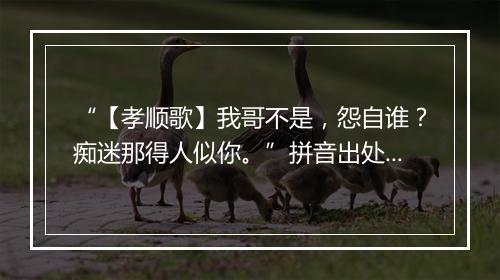 “【孝顺歌】我哥不是，怨自谁？痴迷那得人似你。”拼音出处和意思