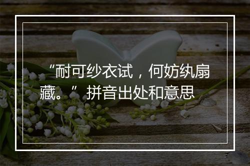 “耐可纱衣试，何妨纨扇藏。”拼音出处和意思