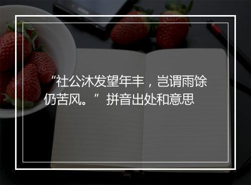 “社公沐发望年丰，岂谓雨馀仍苦风。”拼音出处和意思