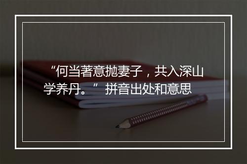 “何当著意抛妻子，共入深山学养丹。”拼音出处和意思