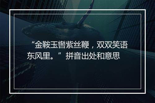 “金鞍玉辔紫丝鞭，双双笑语东风里。”拼音出处和意思