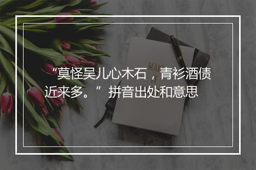 “莫怪吴儿心木石，青衫酒债近来多。”拼音出处和意思