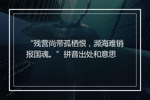 “残营尚带孤栖恨，濒海难销报国魂。”拼音出处和意思