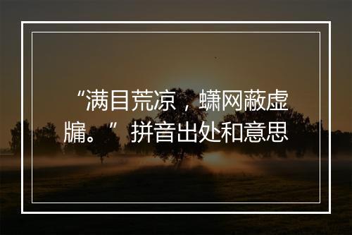 “满目荒凉，蟏网蔽虚牖。”拼音出处和意思