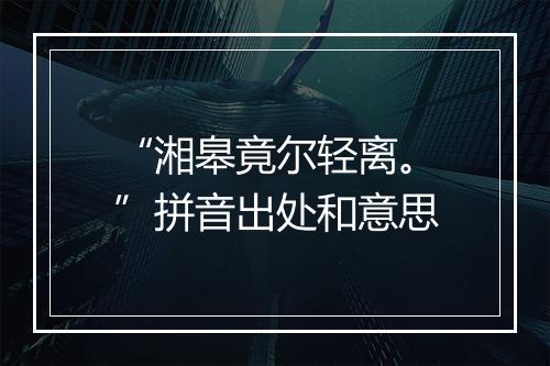 “湘皋竟尔轻离。”拼音出处和意思