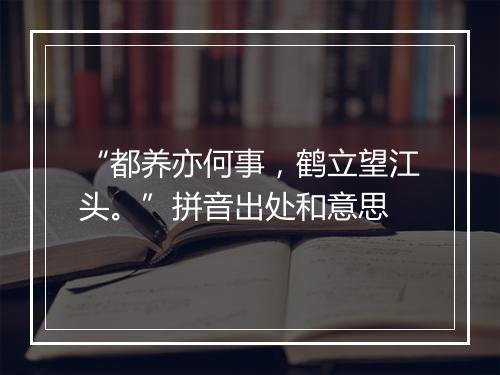 “都养亦何事，鹤立望江头。”拼音出处和意思